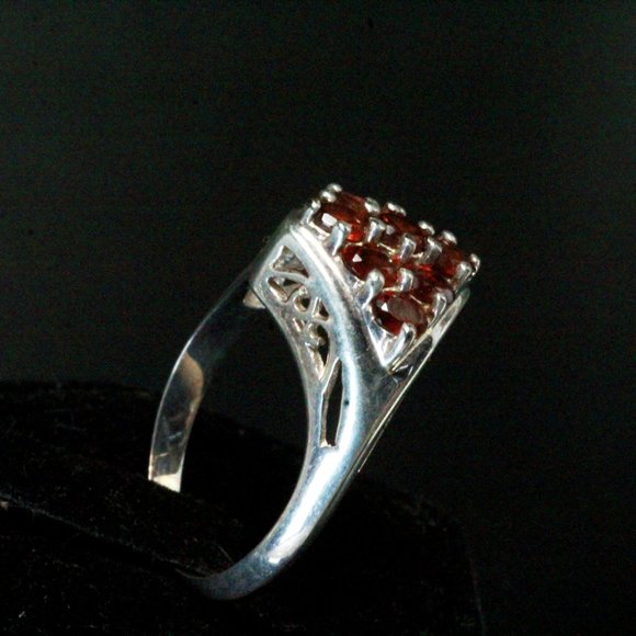 CII Thailand Sterling Silver Garnet Cluster QVC Diamond Shape Ring - Picture 5 of 8